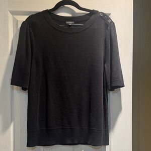 Talbots Black Button-Shoulder Top